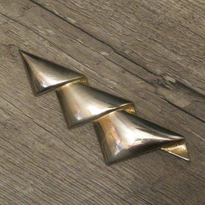 M. Jent Vintage Xmas Tree Shape BROOCH Silver Alloy (126J)